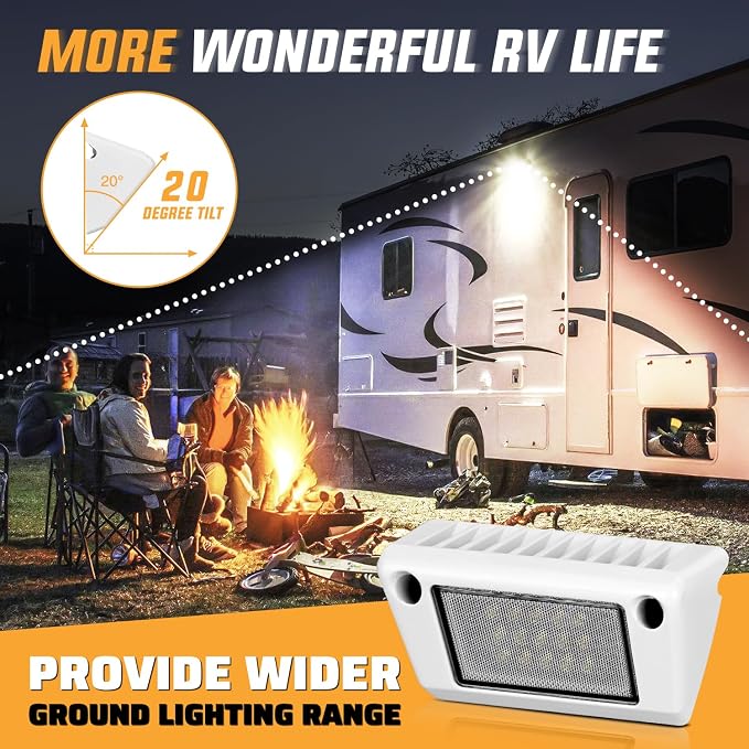 Nilight 2PCS 5 Inch RV Exterior Lights White Beam for RV Trailer Camper SUV | 2PCS LED porch scene cargo light, white aluminum housing, 12V 24V waterproof for RVs trailers campers 5th wheels