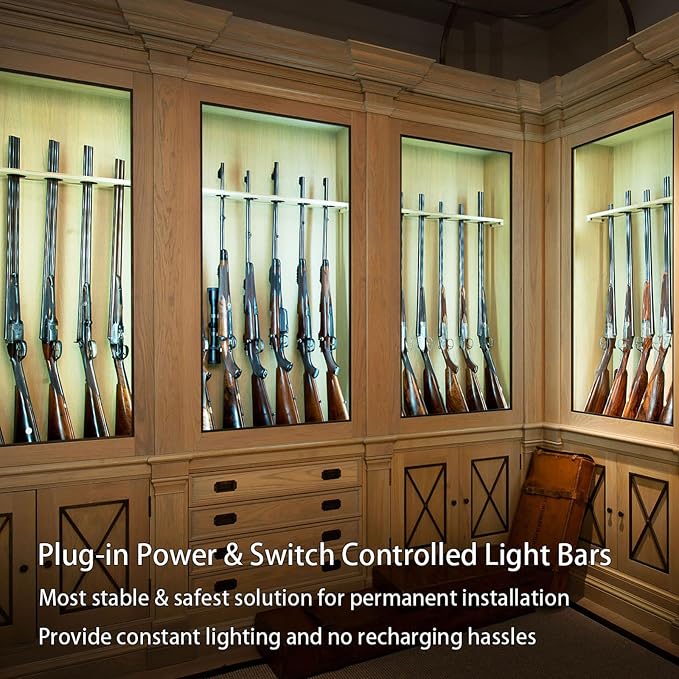 Under Cabinet Lights, Plug in, Seamlessly Linkable 12 Inch, 6 Bars+Switch+Extensions, Under Counter Lighting for Kitchen, Closet, Gun Safe, Shelf, Display Case, LED 3000k Warm White