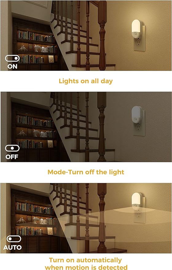L LOHAS LED Motion Sensor Night Light, 2Pack, Motion Activated Night Light, Night Lights Plug into Wall Motion Sensor, 3000K Warm White, Adjustable Brightness 30/60LM, for Kids Adults Bathroom Bedroom