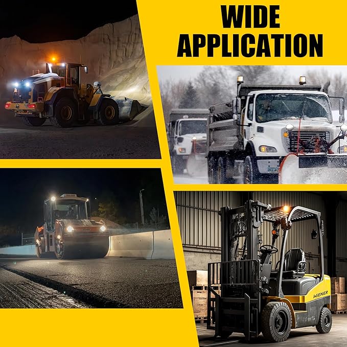 4 inch Strobe Lights for Trucks, Amber Warning Flashing Emergency LED Work Light for Snow Plow Construction Vehicles Cars Forklift ATV