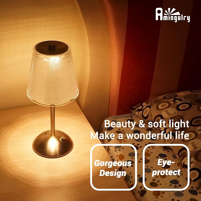 Cordless Rechargeable Metal Table Lamp, Cube Shade, Nickel | 4000mAh Battery Operated, 3 Color Modes, Dimmable LED Touch Beside Ambient Light, Portable for Bedroom Restaurant Outdoor