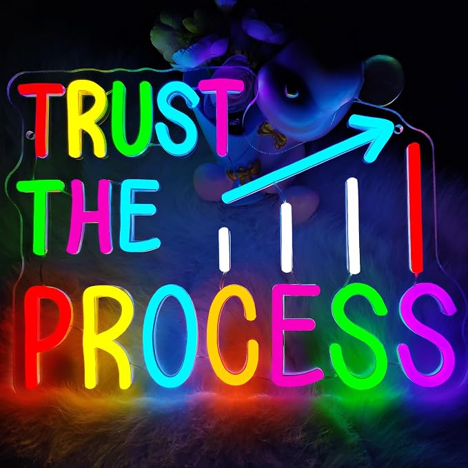 Neon Signs for Classroom, LED Inspirational Wall Decor for Kids Room,Office | Trust The Process Neon Sign, Colorful LED Classroom Decor, Inspirational Wall Art for Kids Room, Bedroom, Office & Playroom