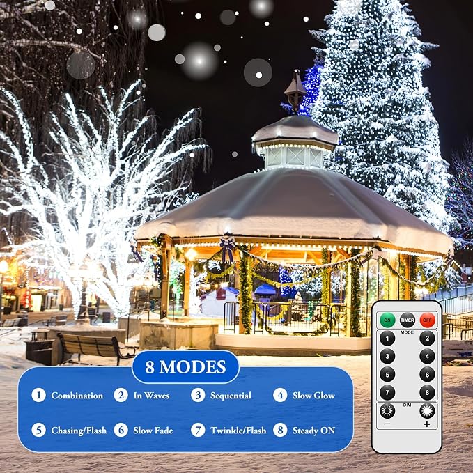 4 Pack 33FT 100 LED Fairy Lights Battery Operated with Timer & Remote, Waterproof Twinkle Lights Indoor Outdoor, 8 Modes Fairy String Lights for Bedroom Classroom DIY Wedding Decorations, Cool White