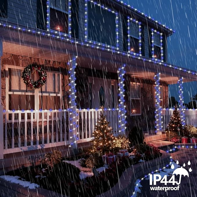QITONG 200 Led Solar Rope Lights Blue and White