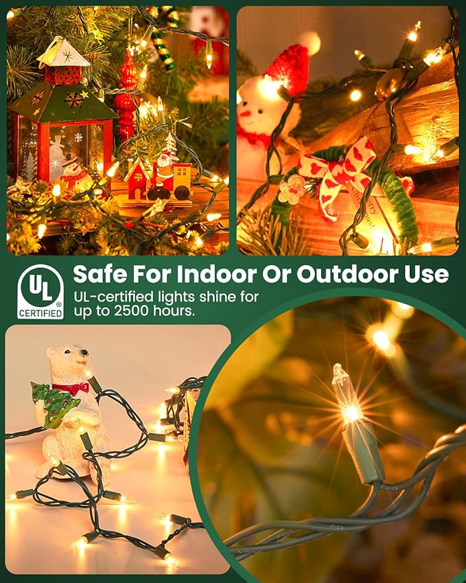 Minetom 100 Count 20 Feet Christmas String Lights, Incandescent Bulb Mini Lights for Outdoor Indoor Xmas Tree Birthday Wedding Party Festival Christmas Decorations Decor