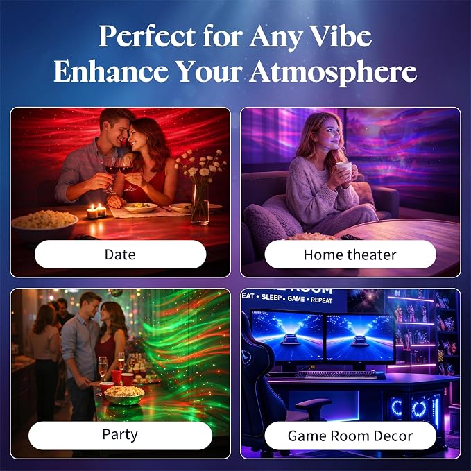 Northern Lights Projector, 16-Color Ocean Wave Galaxy Projector for Bedroom & Home Spa, Water Lamp Room Decor, Remote & Timer, Aesthetic Shower Light Gifts for Women Teen Girls Kids