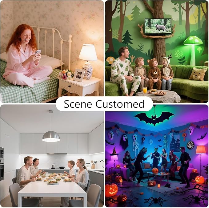 DAYBETTER Smart Light Bulbs,Compatible with Alexa & Google Home | 4Pack A19 E26 Bulbs, 800LM 60W Equivalent,Dimmable RGB+CCT Color Changing,2.4GHz WiFi & Bluetooth,Music Sync,Preset Scenes