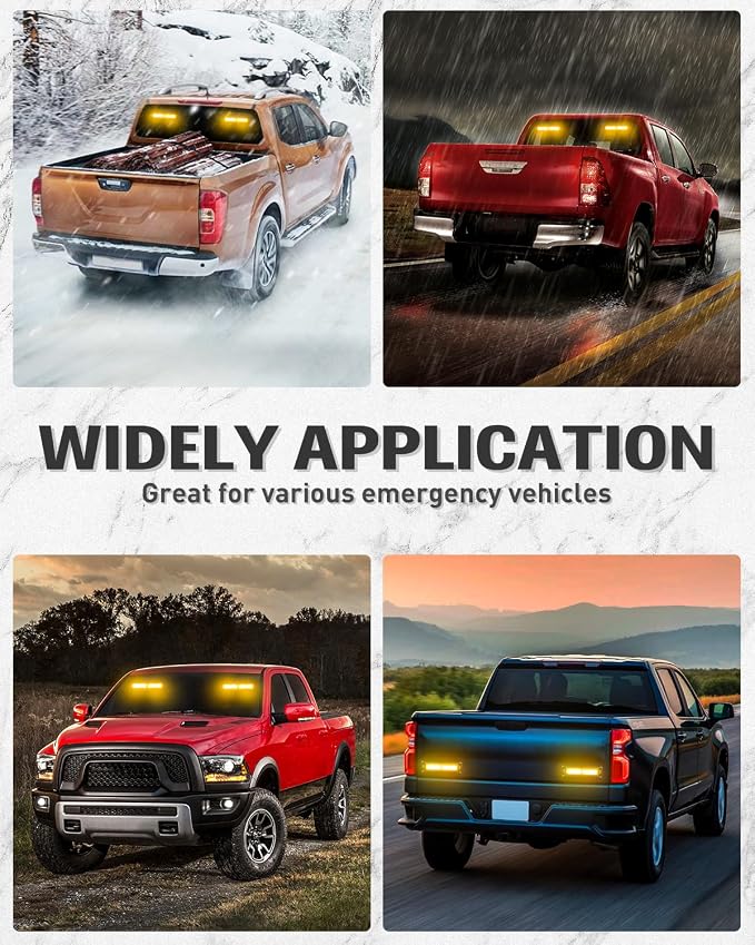HLauto 1002L Emergency Strobe Traffic Advisor Light Bar: 40LED Dash Safety Warning Flashing Front/Rear Windshield Visor Light for Construction Vehicle, Trucks (2x10.7inch, Amber)