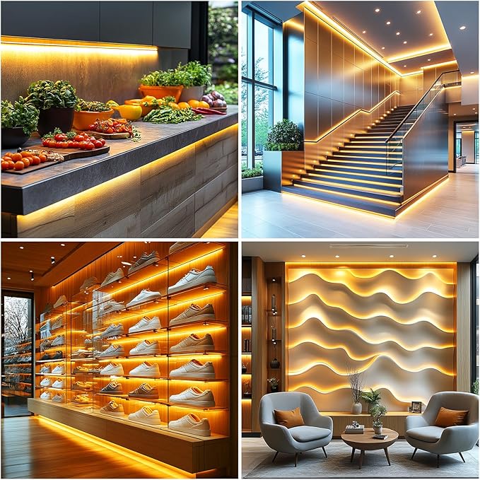 LED Strip Lights 24V COB Warm 3000K 16.4ft/5M (No Power Supply) | Super Bright, Dotless High Density 14W/m, 8mm Width Cuttable Flexible, Home DIY & Commercial Lighting
