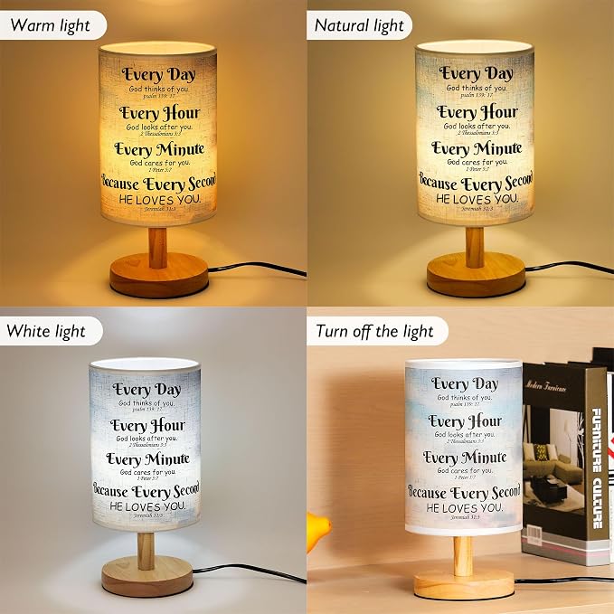 WSYEAR Bible Verse Table Lamp with Inspirational Thoughts and Valentines Day Christian Religious Baptism Gifts for Women Wife Mom Men Christmas Easter Gifts for Him Her