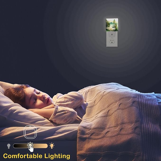 Misty Forest Night Light,Plug in Night Light, Dusk to Dawn Sensor Nightlights for Stairway/Hallway/Kitchen/Bedroom/Bathroom 0.5W
