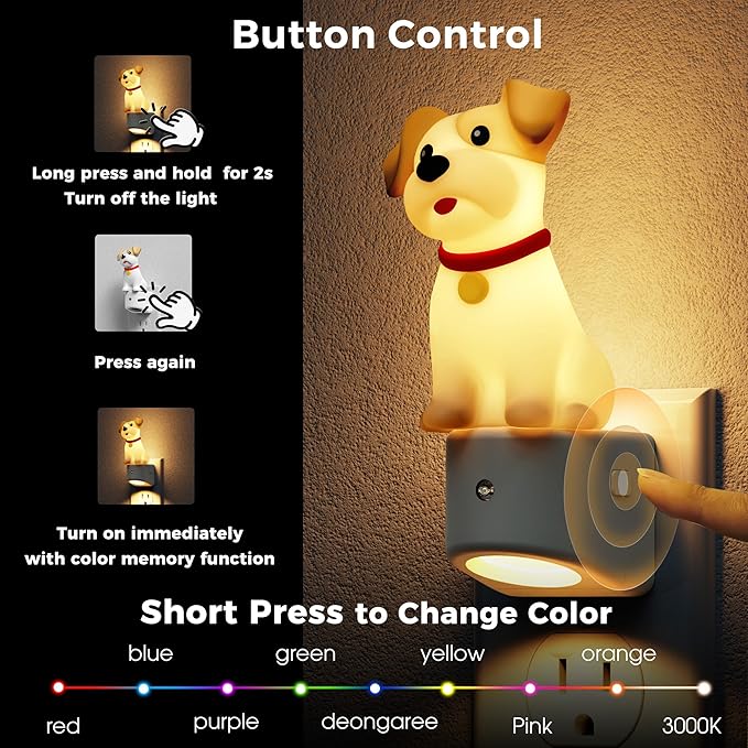 L LOHAS LED Night Light for Kids,3D Cute Puppy Night Lights | Schnauzer with Dusk to Dawn Sensor, RGB+Soft White 3000K,Dog Night Light,Birthday Gift Nightlight for Kids,2Pack