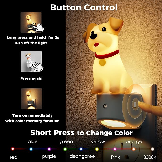 L LOHAS LED Night Light for Kids,3D Cute Puppy Night Lights | Schnauzer with Dusk to Dawn Sensor,RGB+Soft White 3000K,Dog Night Light,Birthday Gift Nightlight for Kids Decor