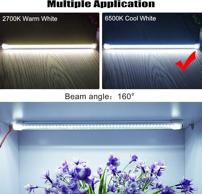 Rifachua Car 12V Interior LED Light Bar 48 LEDs Strip Lights 4P | With Switch and Magnets, Extendable, 6500K White Light, For Car Van RV Cabinet Showcase Indoor Room Home Boat Caravan