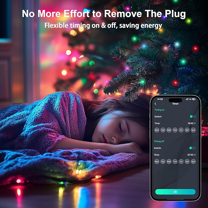 Smart Fairy Lights 131.2Ft 400LEDs, Color Changing led String Lights with Remote & APP Control, DIY RGB-IC Dynamic Multicolor Twinkle Lights for Indoor Christmas Room Bedroom Party Decor