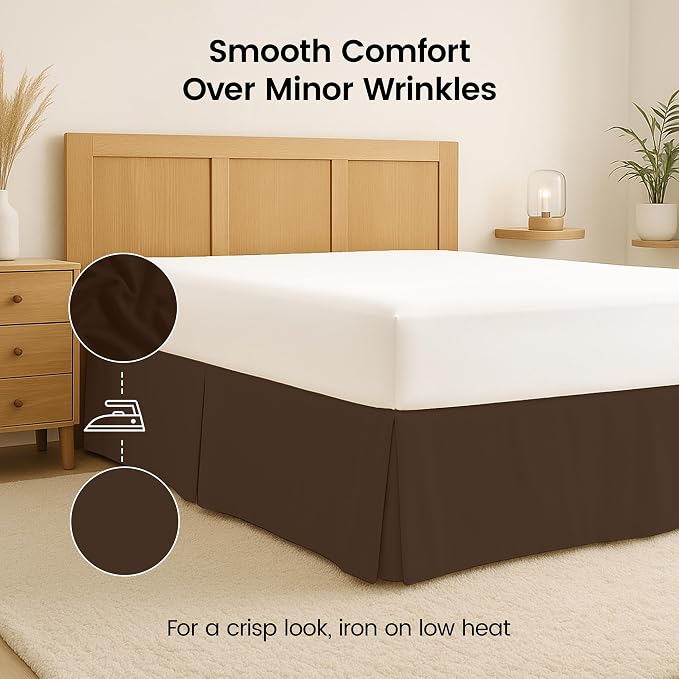 Full Bed Skirt, Hides Under-Bed Storage 16 Inch Drop, Pleated, White | Easy Fit Design, Shrinkage & Fade Resistant, Hotel Style, Microfiber Durable Fabric, Machine Washable