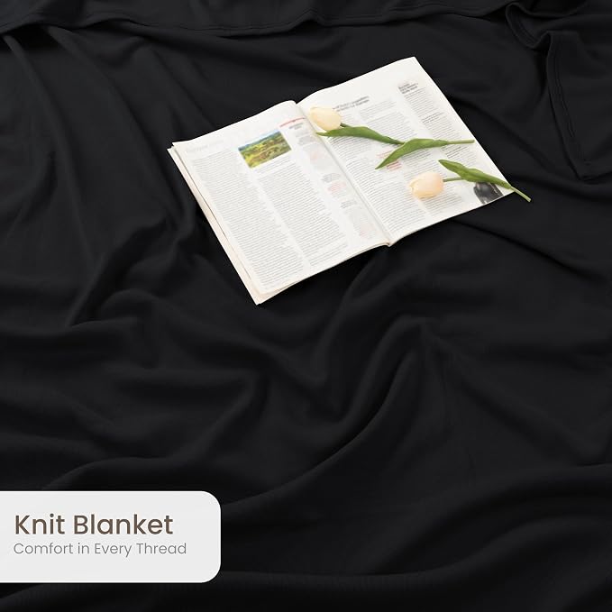 Utopia Bedding Soft Jersey Knit Blanket Black King (90x102 Inches) | Lightweight, Breathable, Sweatshirt Blanket, Bed, Couch, Sofa, Cozy, Home Decor, Summer