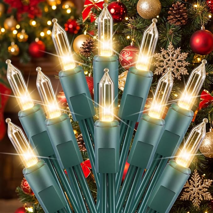 Minetom 100 Count 20 Feet Christmas String Lights, Incandescent Bulb Mini Lights for Outdoor Indoor Xmas Tree Birthday Wedding Party Festival Christmas Decorations Decor