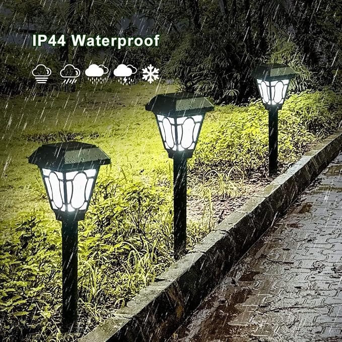 12 Pack Solar Lights with Cute Light Patten, 3 Lumens Cool White Led, for Pathway,Path, Patio, Yard, Driveway, Walkway, Lawn and Garden