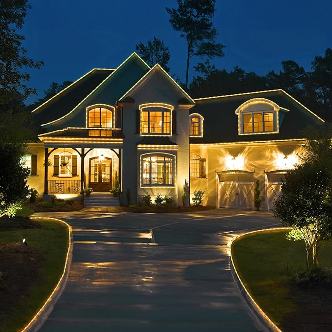 (New) Rope Lights, 100FT 300 LED Connectable Rope Lights, Waterproof Tube Lights with 8 Modes for Indoor Outdoor, Deck, Pool, Landscape, Background, Trees, Bridges, Eaves Decoration (Warmwhite)