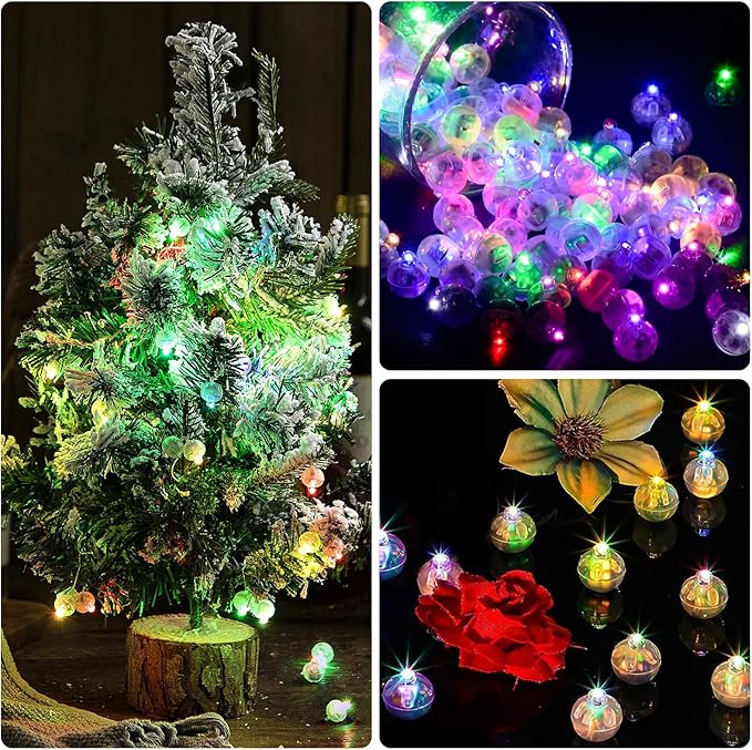 100pcs Balloon Lights,Round LED Ball Lamp for Latex Balloon Paper Lantern Party Wedding Festival Christmas Halloween Decorative，Long Standby Time Waterpro of Mini Light (Blue)