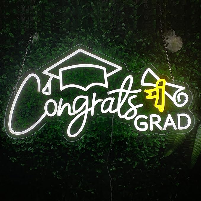 Congrats Grad Neon Sign, Class of 2026 Celebration Wall Decor | Dimmable Backdrop LED Light Up Signs for Party, Photos, Class of 2026 Celebrations, Graduation Gift
