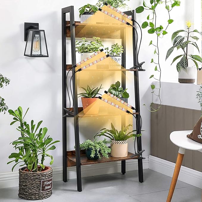 Grow Lights for Indoor Plants, 4 Heads Full Spectrum with Timer | 2 Pack,10ft long USB cable, auto on/off 3/9/12H timer, 10 dimmable brightness, for succulents, herbs & seedlings