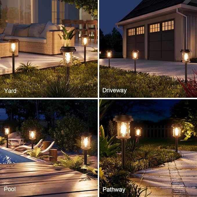 XMCOSY+ Solar Lights Outdoor Pathway, Solar Garden Lights, 20 LM Warm White Solar Powered Waterproof Landscape Lighting for Path Yard Driveway Walkway Sidewalk Lawn Lights