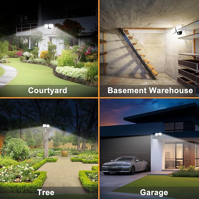 Battery Operated Outdoor Light, Rechargeable 2500LM & 4000LM Dual Modes Motion Sensor Outdoor Light, USB Charging Wireless Flood Light, Waterproof LED Security Lights for Garage,Yard,Shed,Porch