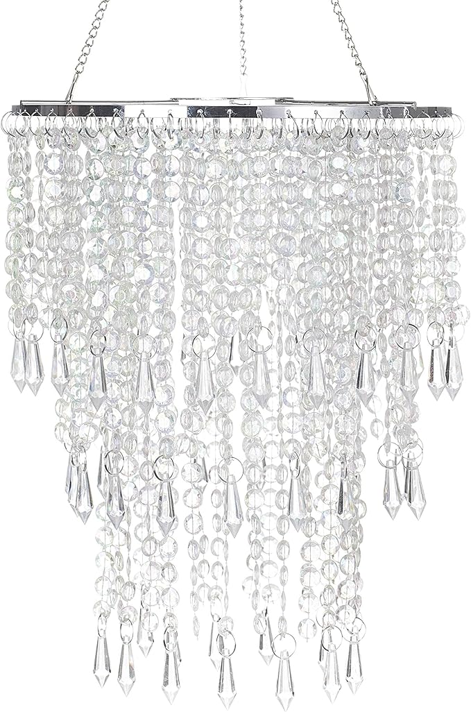 Sparkling Iridescent Beaded Chandeliers 8.6 inches Diameter for Wedding Centerpiece Living Room Bedroom Event Party
