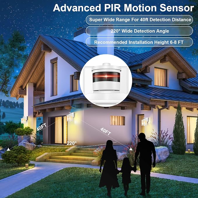 Motion Sensor Outdoor Wall Lights White Dusk to Dawn Light Fixture for House Porch Patio