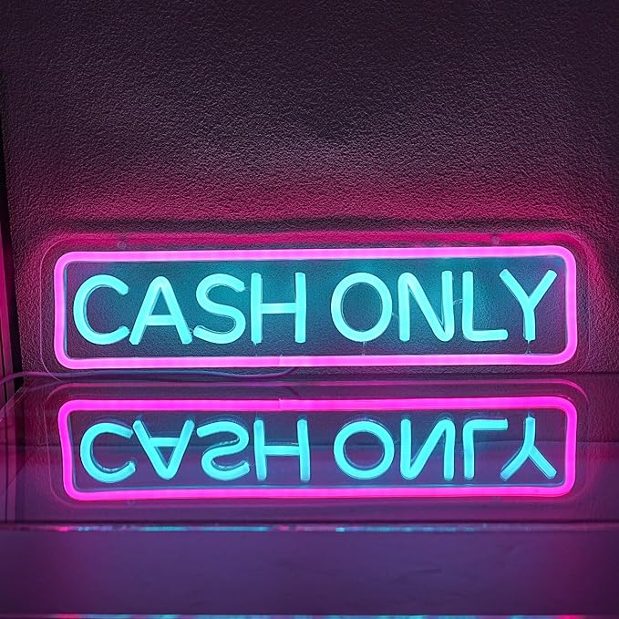Cash Only Neon Sign For Business Letter Neon Light Signs For Wall Decor LED Neon Lights USB Power For Hotel Pub Cafe Recreation Room