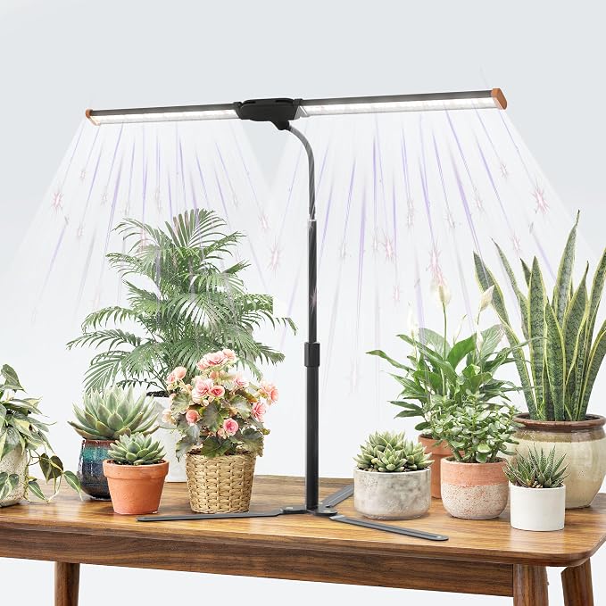Grow Light for Indoor Plants,6000K White Sun Spectrum Growing Light Lamp | Desk Light with Red Blue LED for Pot Succulents Seeds, Light Strip Foldable & Height Extendable 9-25'', Auto Timer 4 8 12Hrs