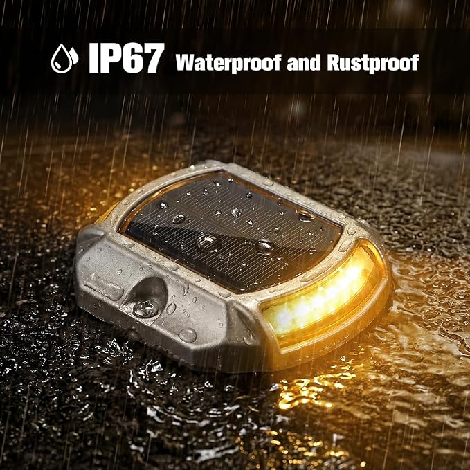 VOLISUN Solar Driveway Lights Dock Deck Lights 16 Pack,2 Colors in 1,Solar Powered Waterproof Outdoor Warning Step Light for Driveway Sidewalk Pathway (White/Warm White),Auto On/Off
