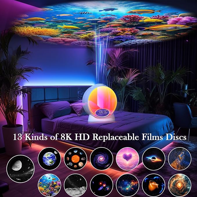 Galaxy Projector Pro for Bedroom,13 in 1 Planetarium Star Projector with Atmosphere Light,Bluetooth Speaker & White Noise,Remote,Timer,Alarm Clock,Space Galaxy Lamp for Kids Gifts Home Decor