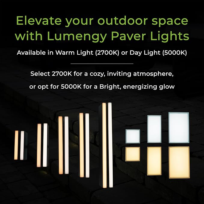 LUMENGY Paver Light 4x8 Inch (3.93x7.87), 5000K Daylight, Glare-Free Brick Lighting for Driveways, Walkways, Pool Decks and Patios, 12V Hardwired, IP67 Waterproof, Drive-Over Rated