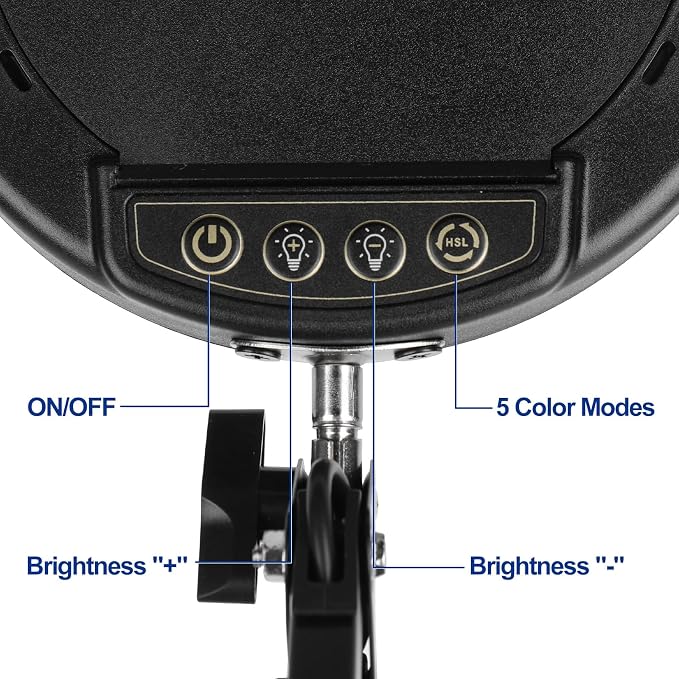 15X Magnifying Glass with Light and Stand for Crafts and Reading | Desk Magnifying Lamp With 2in1 Base & Clamp,With dust cover and adapter,Glass Lens,5 Color Modes,84 LEDs,For Seniors,Repair