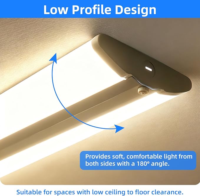 hykolity 4FT 6.4''W LED Wraparound Light with 3 Wattages/3 CCT Selectable | 55W-75W, 3000K-5000K, 5500LM-7500LM, No Glare, Flush Mount Ceiling Light for Office Kitchen, Laundry Room, ETL, 4 Pack