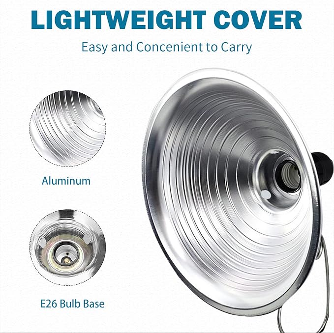 EP Clamp Lamp Light with Detachable 8.5 Inch Aluminum Reflector, 150 Watt E26 Socket (No Bulb Included), 6 Foot 18/2 SPT-2 Cord Cord, 2 Pack