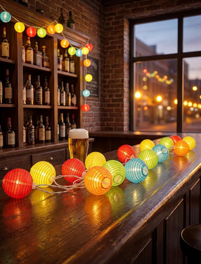 Multicolor Lantern String Lights,Colorful Hanging Lanterns String Light in Home & Garden Decorative Lights for Indoor Outdoor Patio Party Wedding Bedroom Bistro Bar