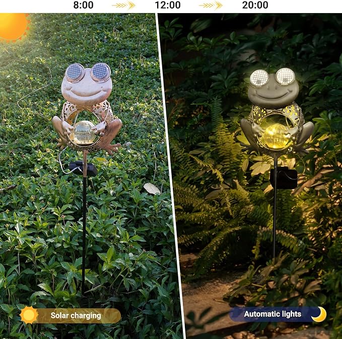 SRNPMIU Solar Lights Outdoor Decor, Solar Frog Yard Decorations Outdoor | Garden Decorative, IP65 Waterproof, Gifts for Women Mom, for Yard Patio Lawn Pathway Landscape