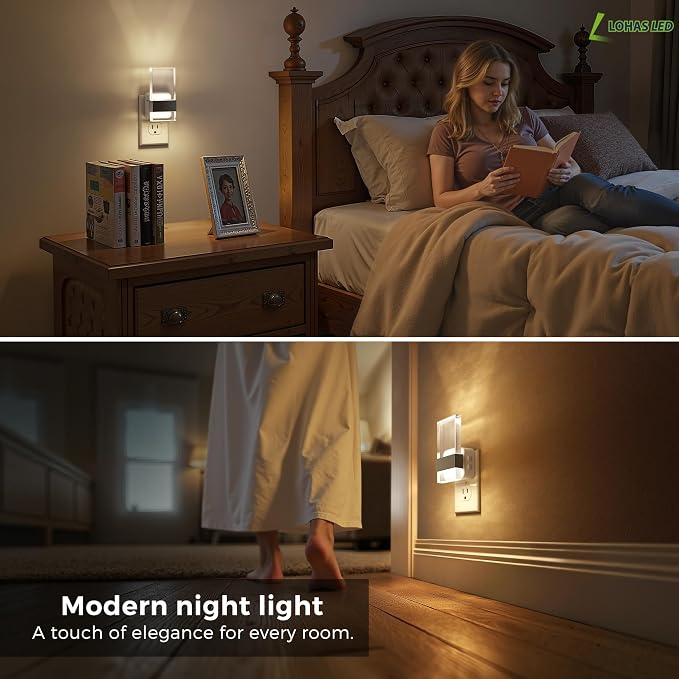 L LOHAS LED Night Light, Adjustable Color Temperature Night Lights 2 Pack | 2000K/3000K/5000K 3CCT Plug in Night Light, Dusk to Dawn Sensor Dimmable Nightlight for Bathroom, Hallway, Gift, Decor
