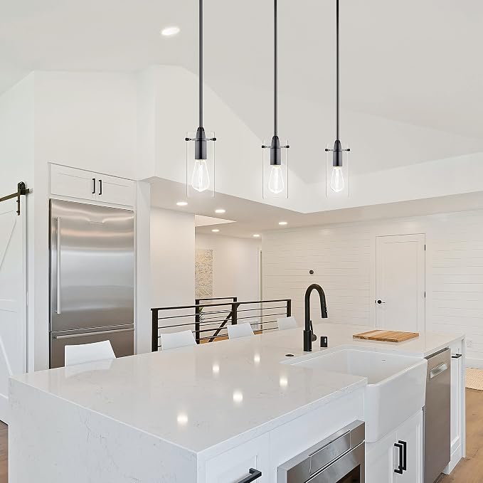 Black Pendant Lights Kitchen Island - Small Clear Glass Pendant Light Fixture