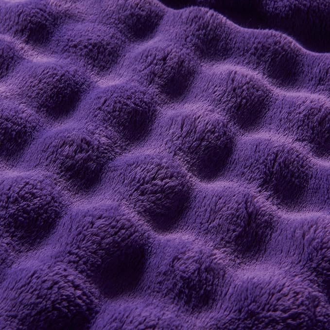 NEWCOSPLAY Twin Blanket for Couch Purple Super Soft Flannel Fleece 3D Bubble Lightweight Bed Blanket All Season Use (Purple, Twin(60"x80"))