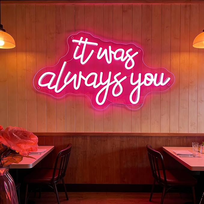 It's Always You Neon Sign Pink Neon Wedding Sign LED Neon Signs for Wall Decor Light up Sign for Bedroom Neon Light for Wedding Festival Anniversary Valentine's Day Birthday 40CM*23CM