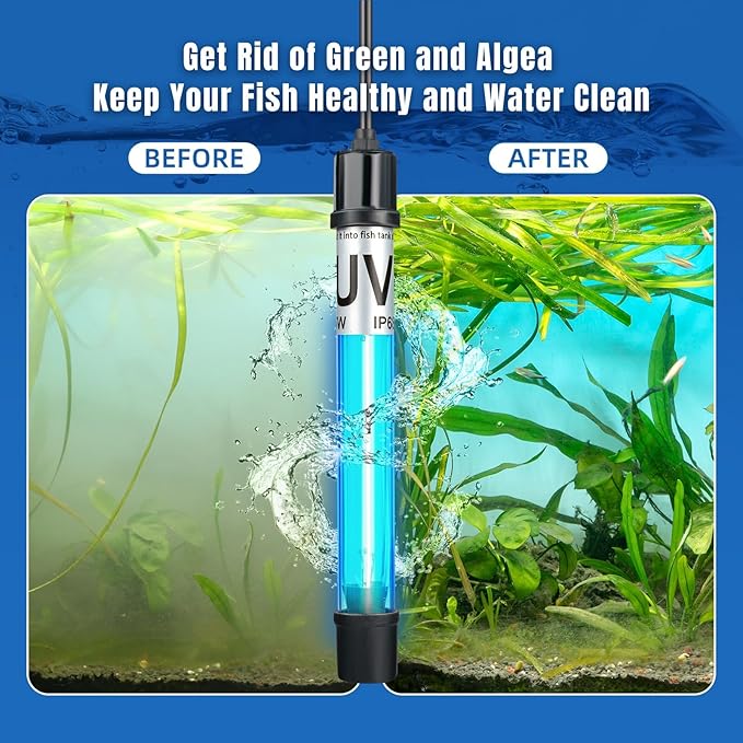 2 Pack 7W 8 Inch Aquarium UV Light for 20-100 Gallon Fish Tank Aquarium Light