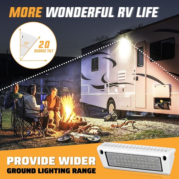 Nilight 2PCS 9 Inch RV Exterior Lights White Beam for RV Trailer Camper SUV | 2PCS LED porch scene cargo light, white aluminum housing, 12V 24V waterproof for RVs trailers campers 5th wheels