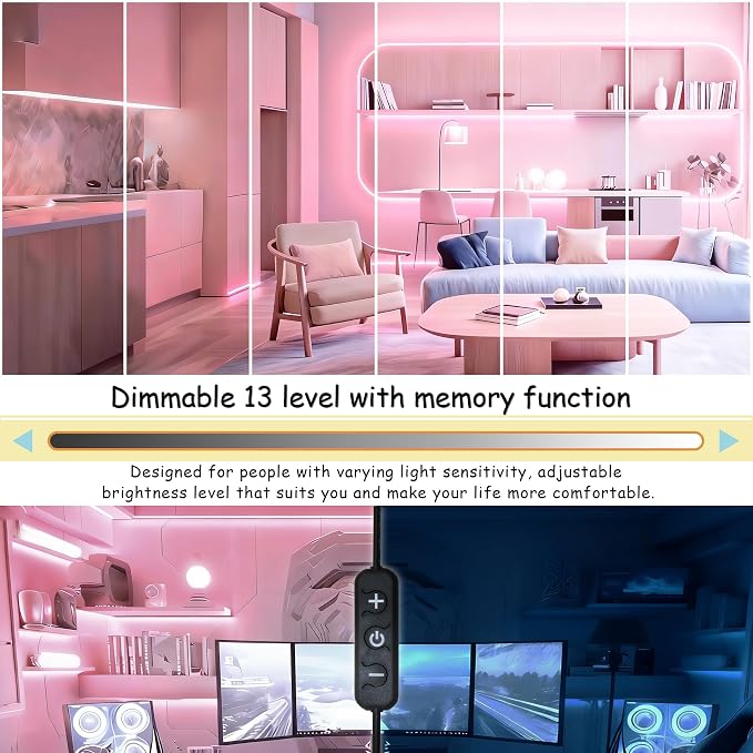 Pink 30ft Led Lights Strip Valentines Day Decor Rope Lights Easy DIY Princess Bedroom Cuttable Strip Lights for Baby Room Bathroom Living Room Kitchen Ceiling Wall Vanity Mirror Decoration