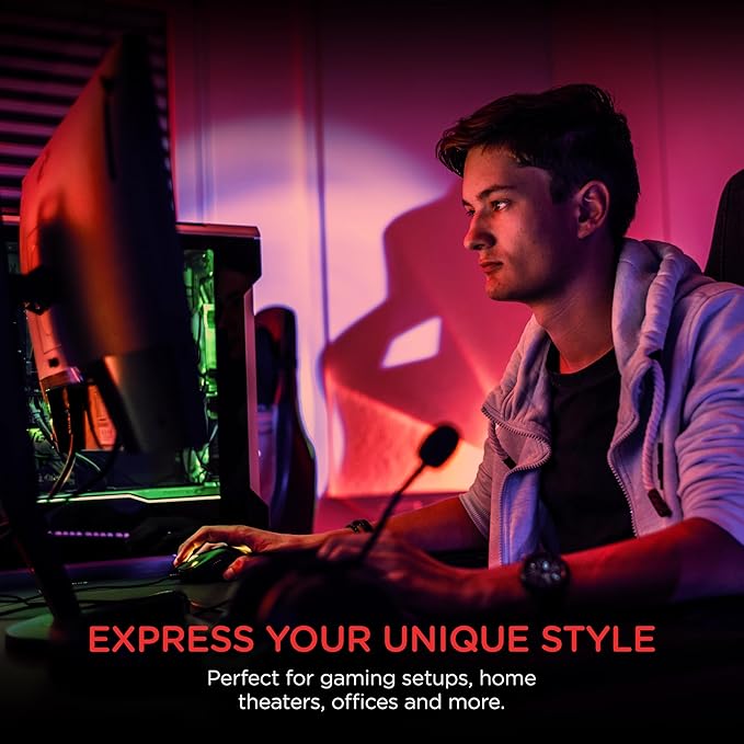 Enbrighten Neon Rope Light, LED Strip Lights, 6.5 feet, USB Powered Flexible Light, LED Strip, Gaming, Home Offices, Customizable, Red, 76627-T1
