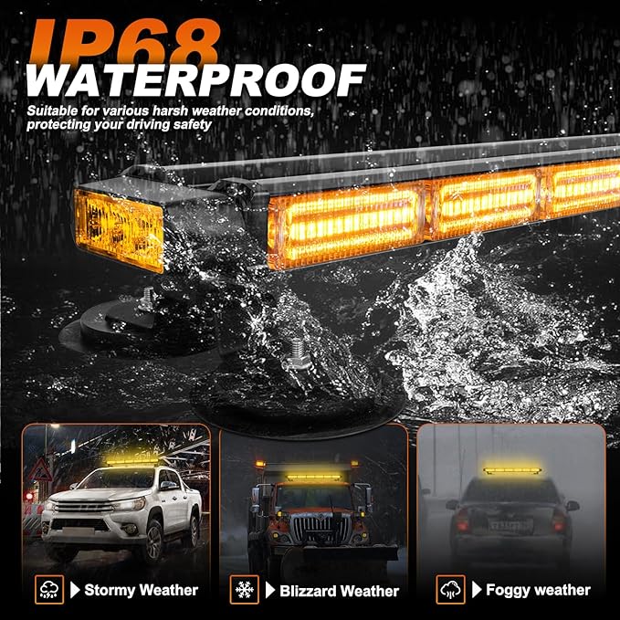 ASPL 26inch 126 LED Rooftop Emergency Strobe Lights Bar Double Side Flashing Safety Warning Traffic Advisor Light Bar Hazard Snow Plow Light for Work Trucks Vehicles Construction Tow Pickup(Amber)